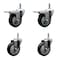 Service Caster 4'' Black Poly Wheel Swivel 7/16'' Stem Caster Set 2 Total Lock Brake, 4PK SCC-GRTTL20S414-PPUB-BLK-716138-2-S2 - alternate 1